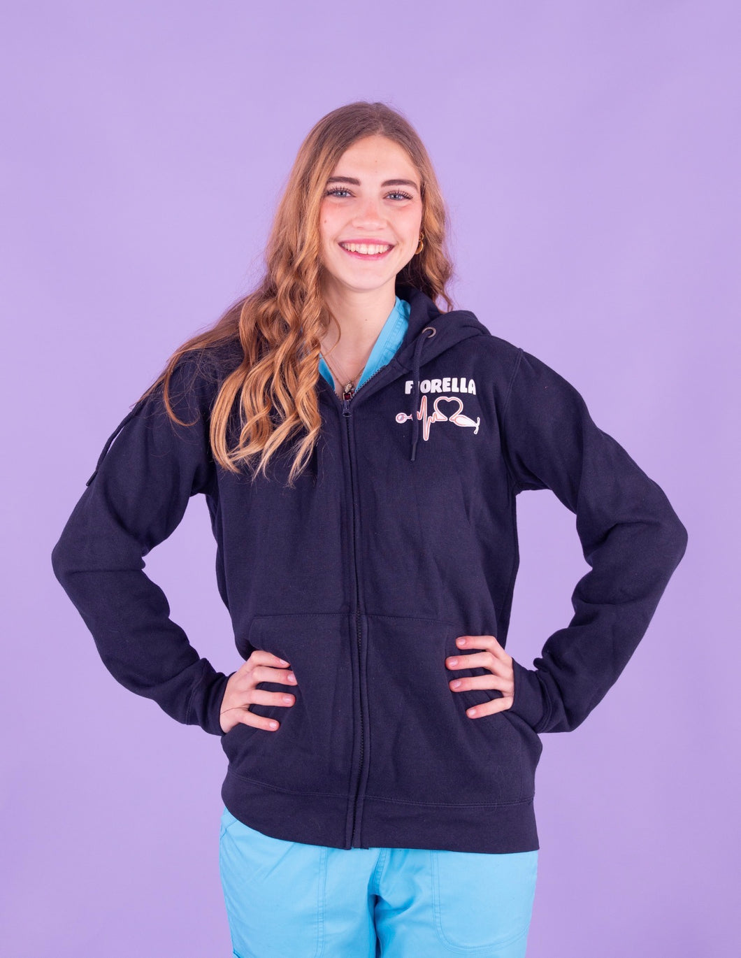 Felpa XS  FIORELLA  ( Felpata  blu notte )